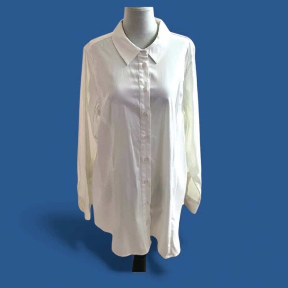 NWT Michel Studio Women’s White Dress Shirt Size 16 Cotton Spantex